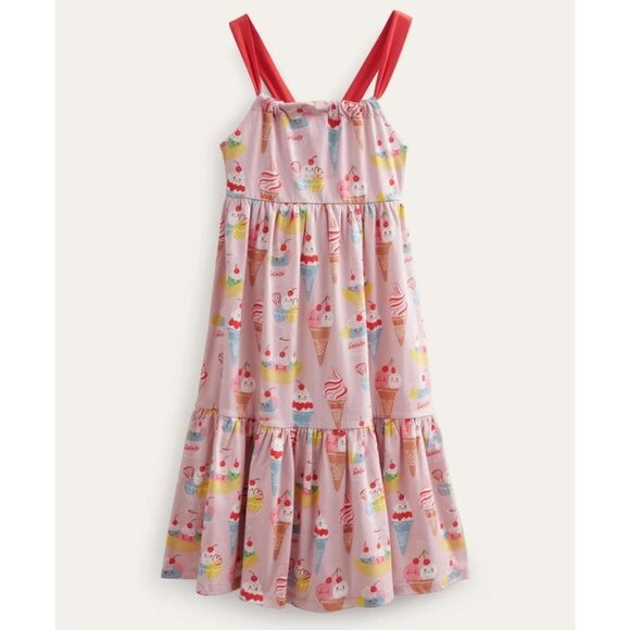 Mini Boden Tiered Jersey Maxi Dress French Pink Ice Cream Girls 11 12 Years NWT - Picture 1 of 11